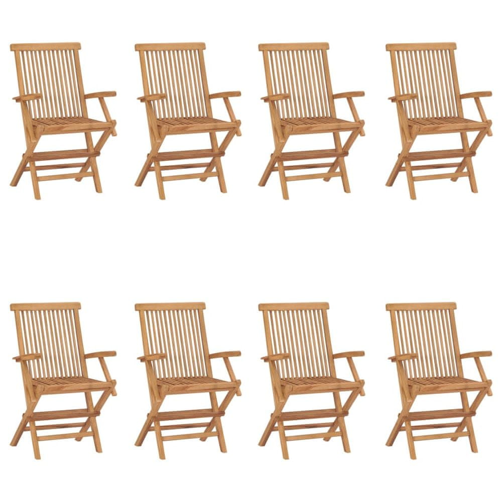 Vidaxl Skladacie záhradné stoličky z tíkového dreva, 8 ks